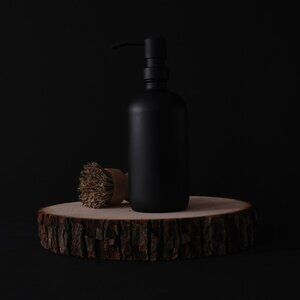 2pk - 16oz 500ml Matte Black Glass Soap Dispenser with Black Metal Pump